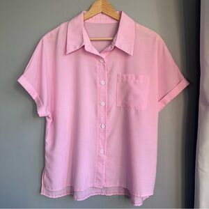 Pink Short Sleeve Button-Up Shirt 🩷